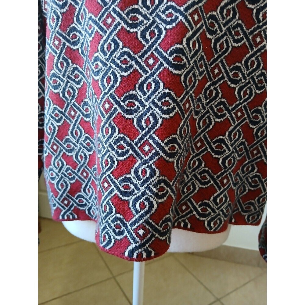 Anthropologie Maeve Sweater Size Small Red Geometric Long Sleeve Mock Neck - Picture 7 of 15